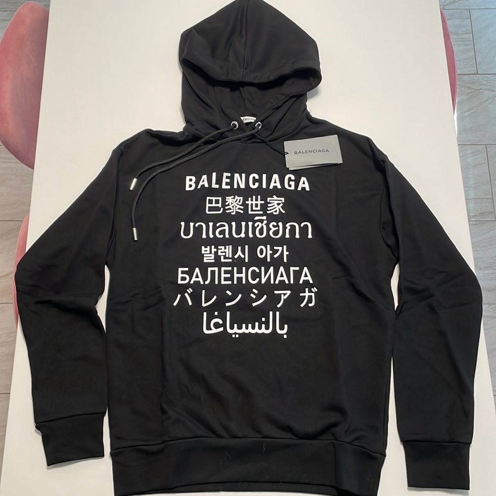 Balenciaga Black Languages hoodie size Small, worn once.